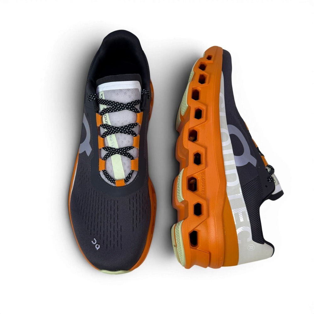 On Running Cloudmonster Mens Size 12 Eclipse Turmeric 61.98656 Grey Orange